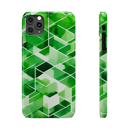 Green Abstract Tiles Slim Phone Case - Colorwink