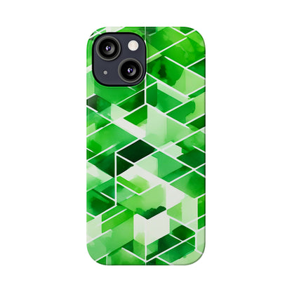 Green Abstract Tiles Slim Phone Case - Colorwink