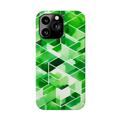 Green Abstract Tiles Slim Phone Case - Colorwink