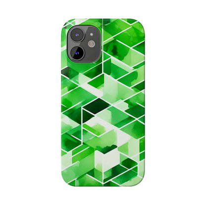 Green Abstract Tiles Slim Phone Case - Colorwink