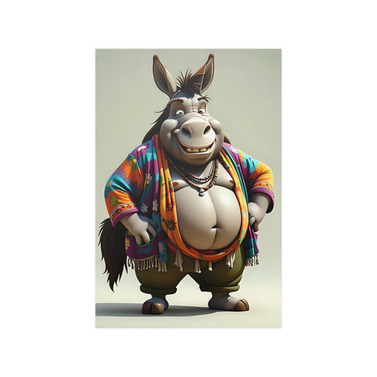 Hipster Donkey Poster - Colorwink