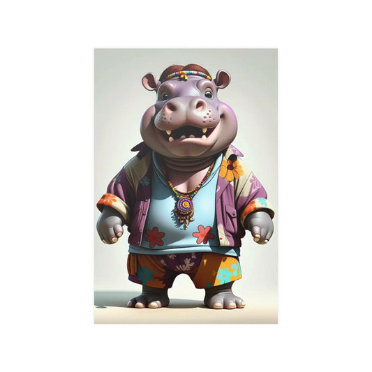 Hipster Hippo Poster - Colorwink