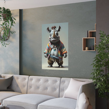 Hipster Rhino Poster - Colorwink