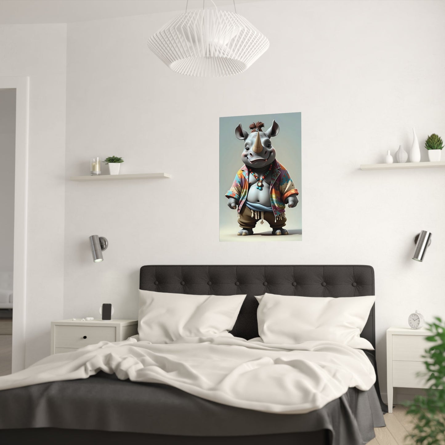 Hipster Rhino Poster - Colorwink