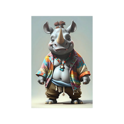 Hipster Rhino Poster - Colorwink