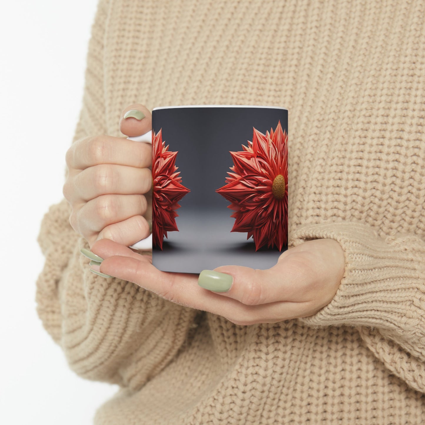 Maroon Flower Coffee Mug - Colorwink