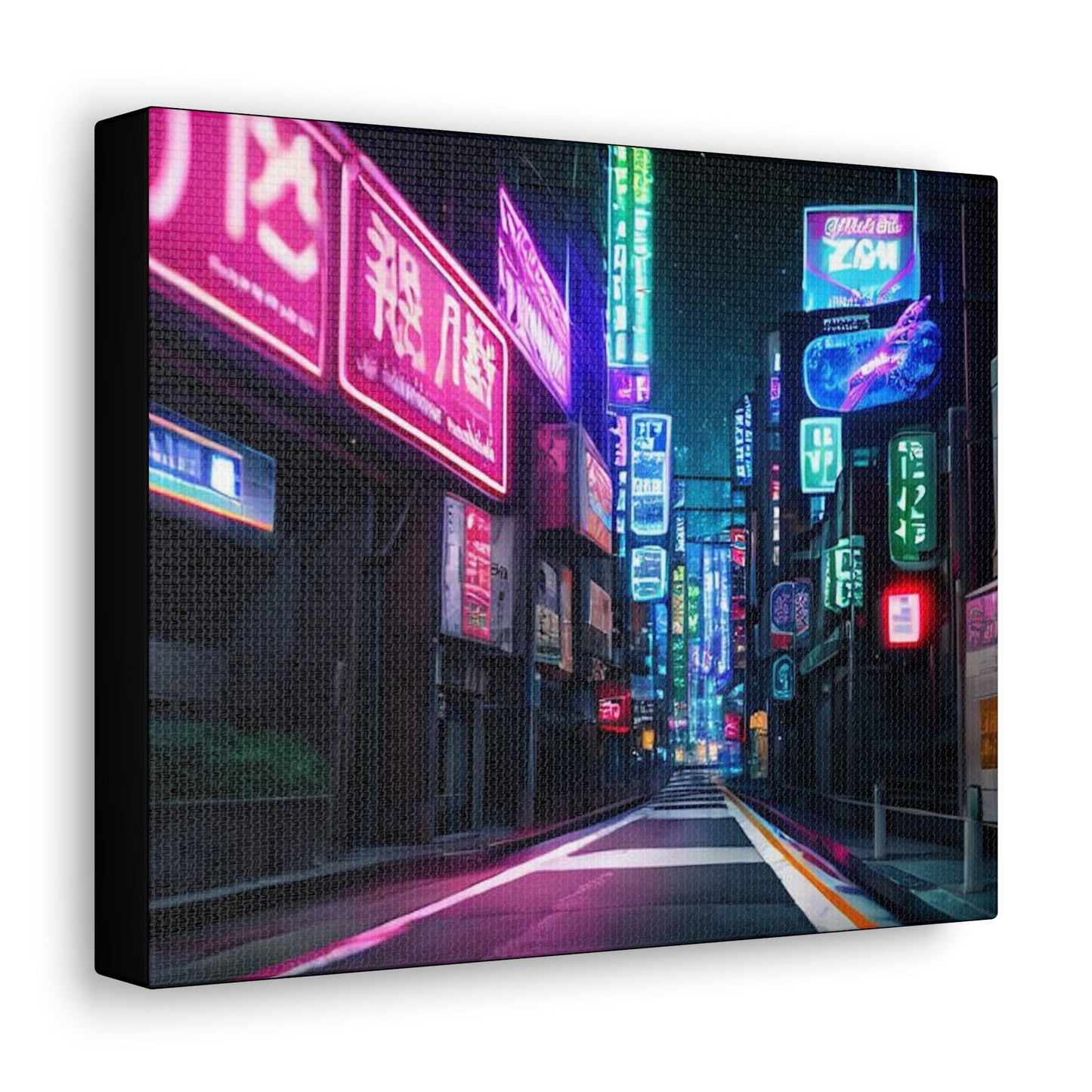 Neon Lights City Street Canvas - Colorwink