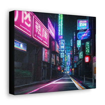 Neon Lights City Street Canvas - Colorwink