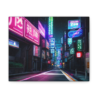 Neon Lights City Street Canvas - Colorwink