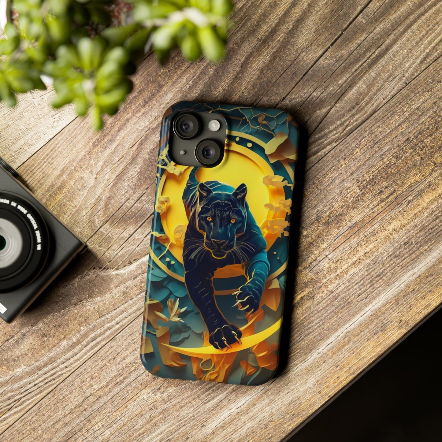 Onyx Black Jaguar Slim Phone Case - Colorwink