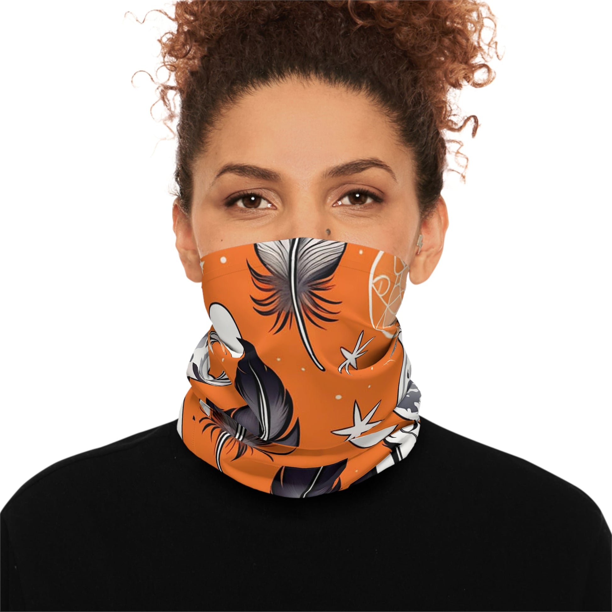 Orange Feather Art Neck Gaiter - Colorwink