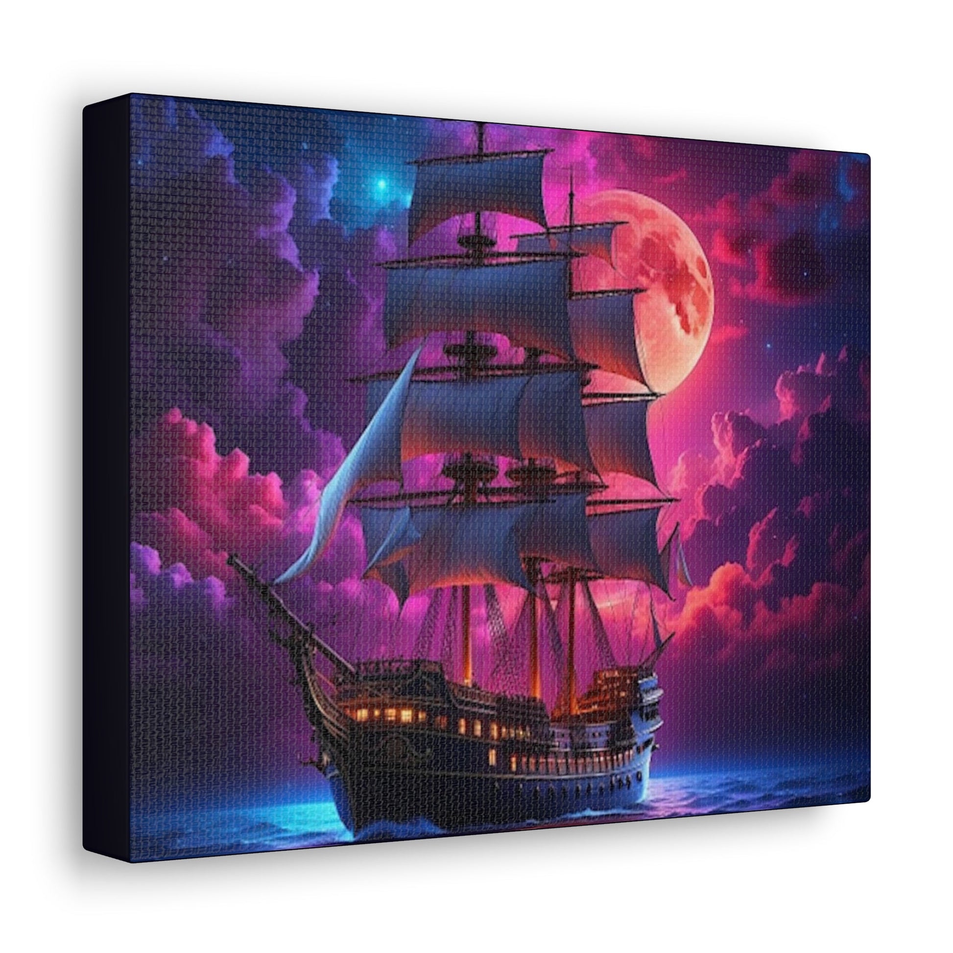 Pink Moon View Canvas - Colorwink