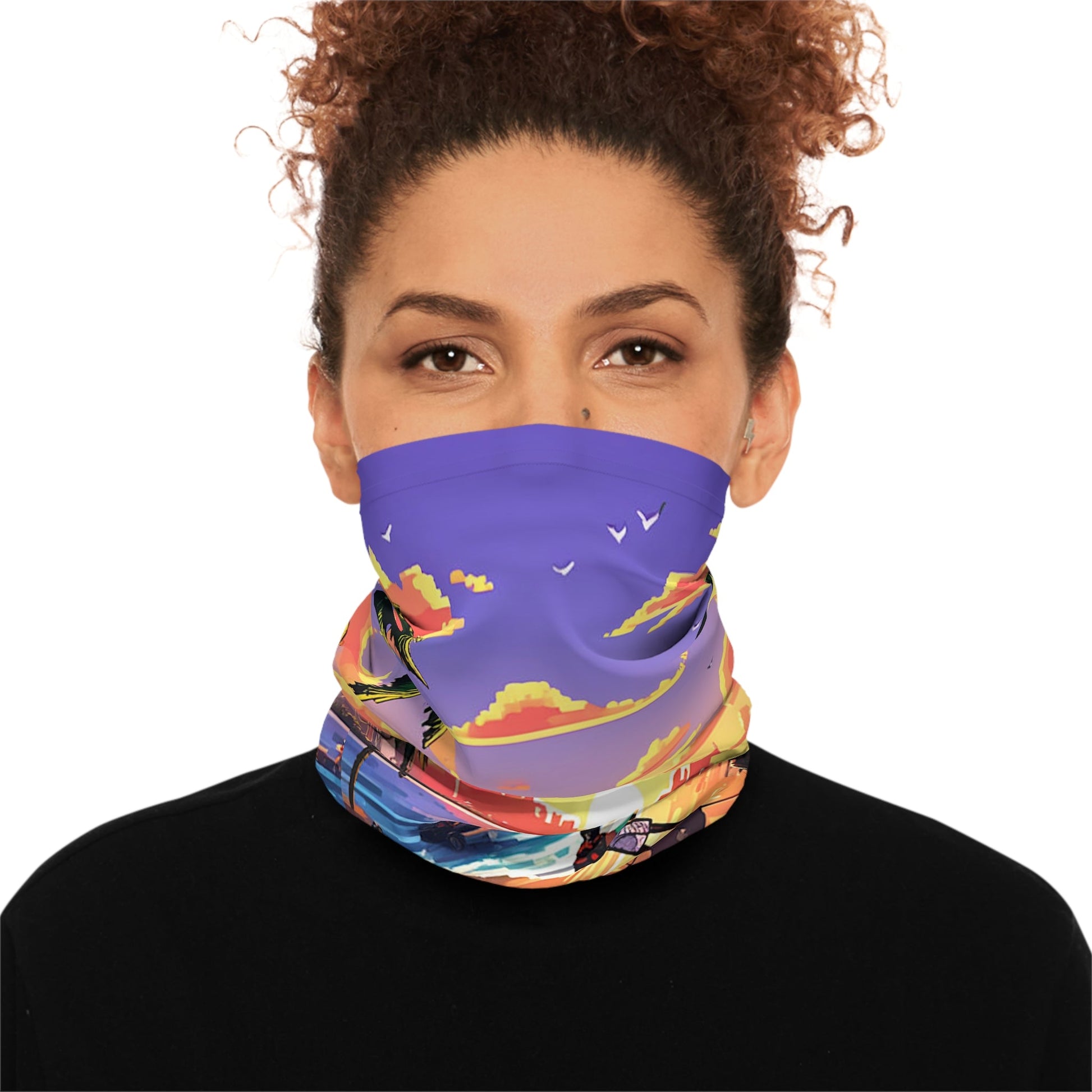 Pixelated Sunset Mural Neck Gaiter - Colorwink