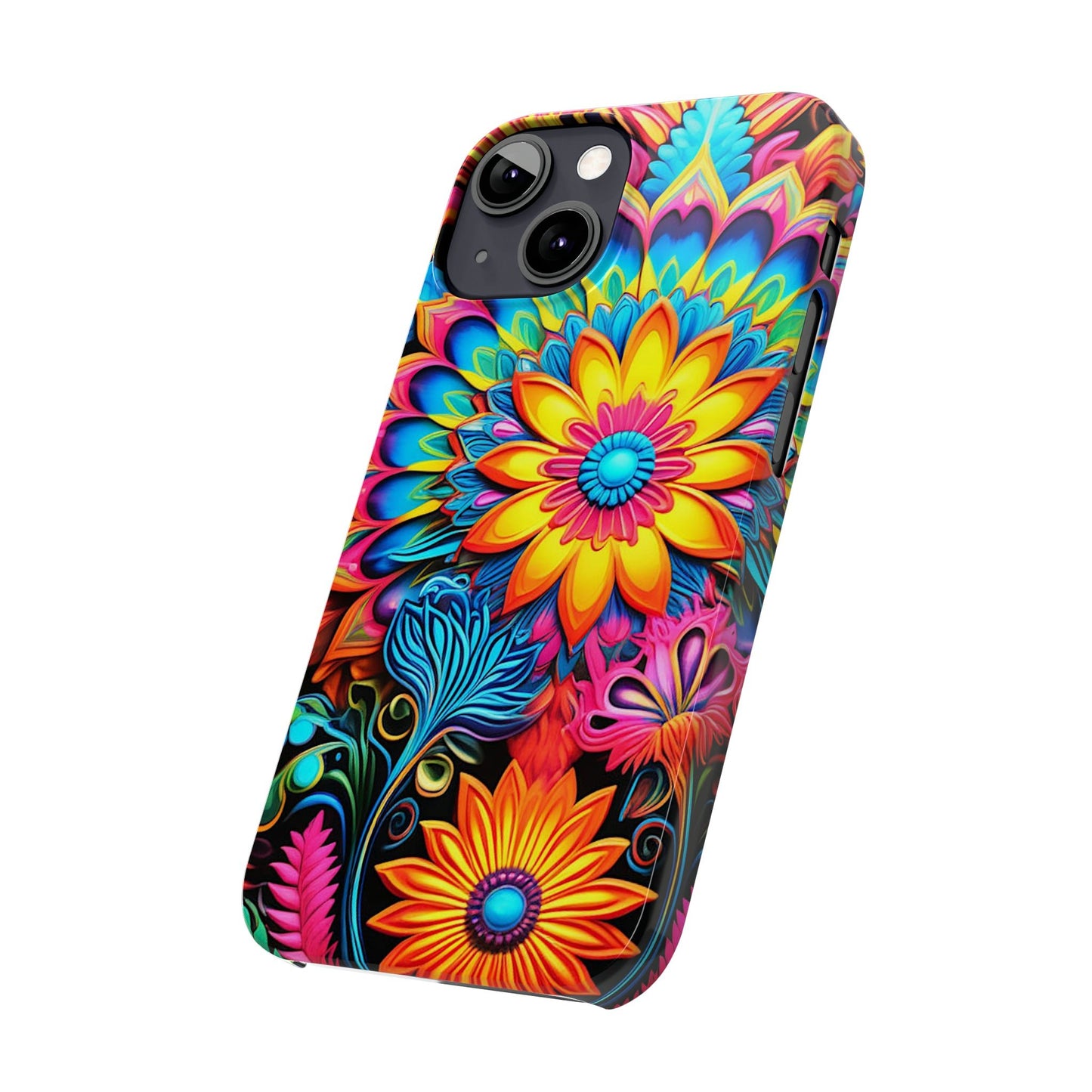 Rainbow Flower Pattern Slim Phone Case - Colorwink