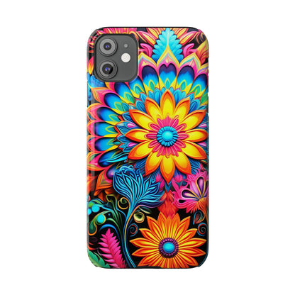 Rainbow Flower Pattern Slim Phone Case - Colorwink