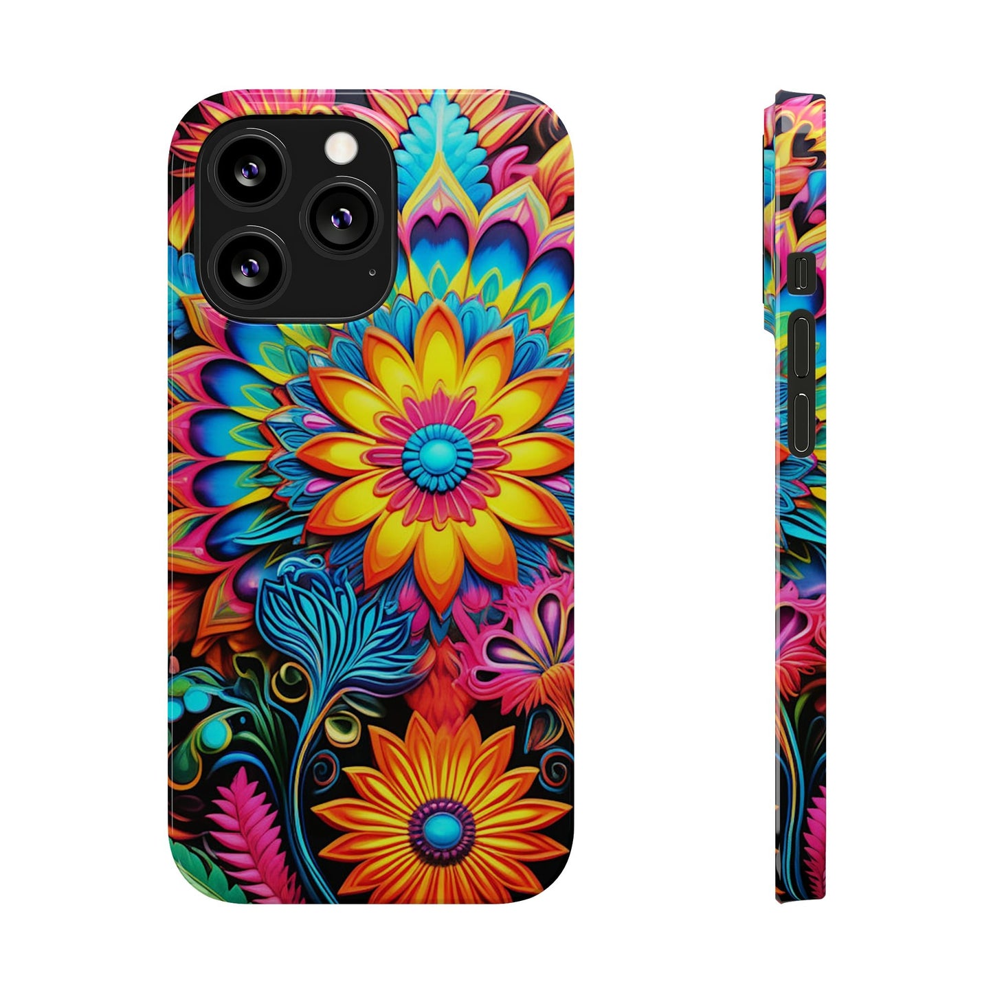 Rainbow Flower Pattern Slim Phone Case - Colorwink