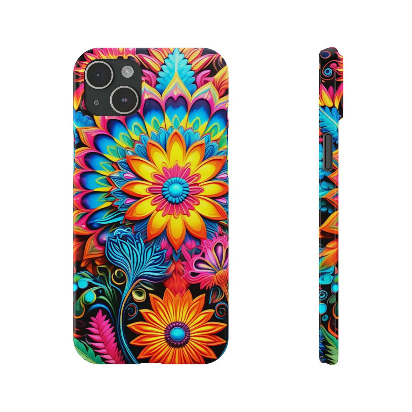 Rainbow Flower Pattern Slim Phone Case - Colorwink