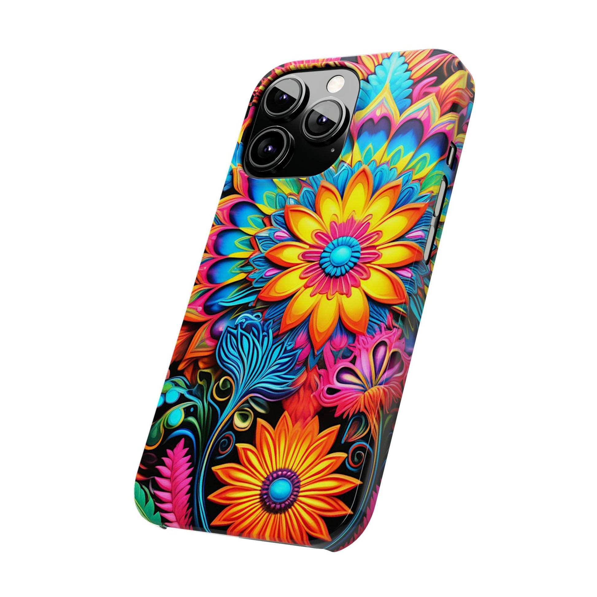 Rainbow Flower Pattern Slim Phone Case - Colorwink