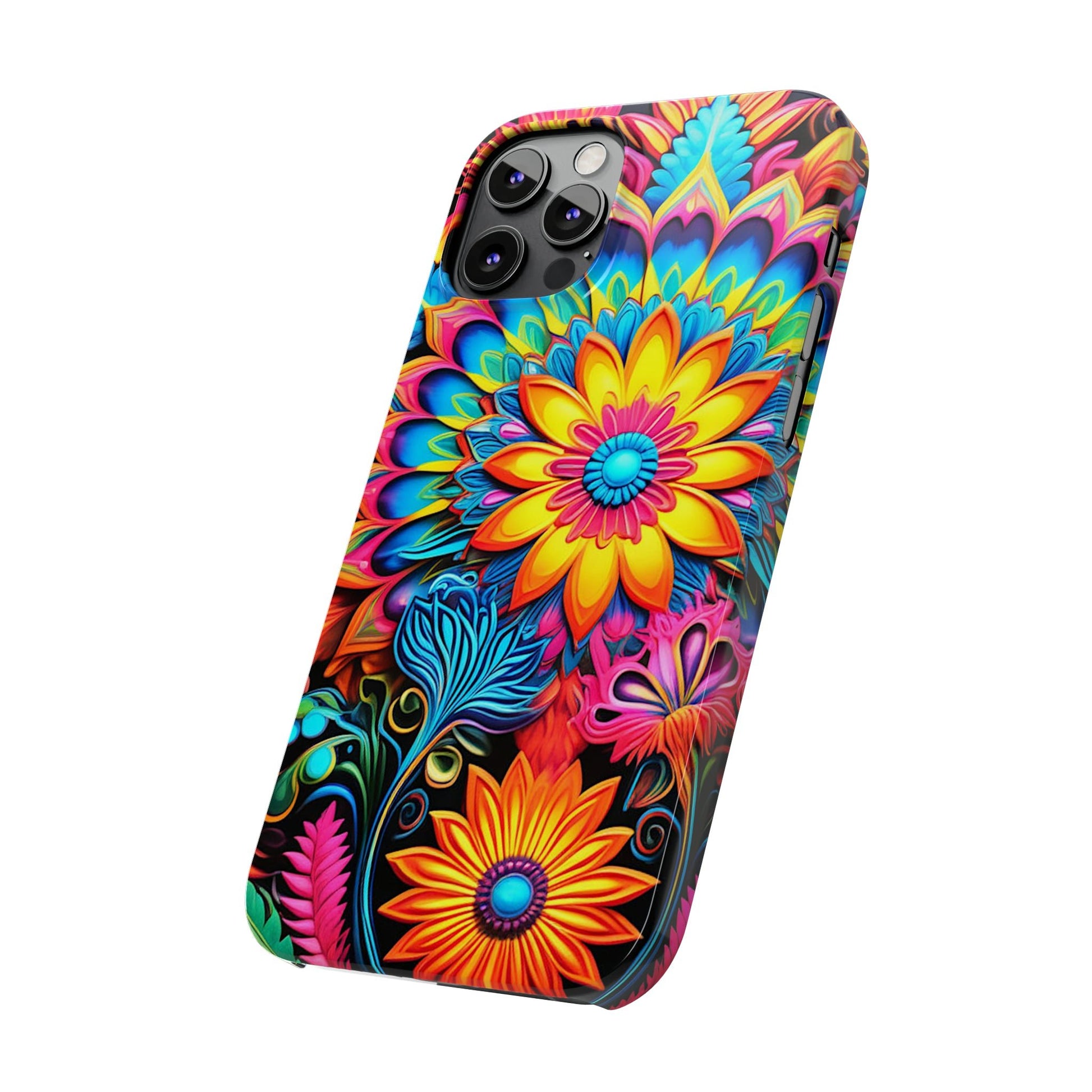 Rainbow Flower Pattern Slim Phone Case - Colorwink