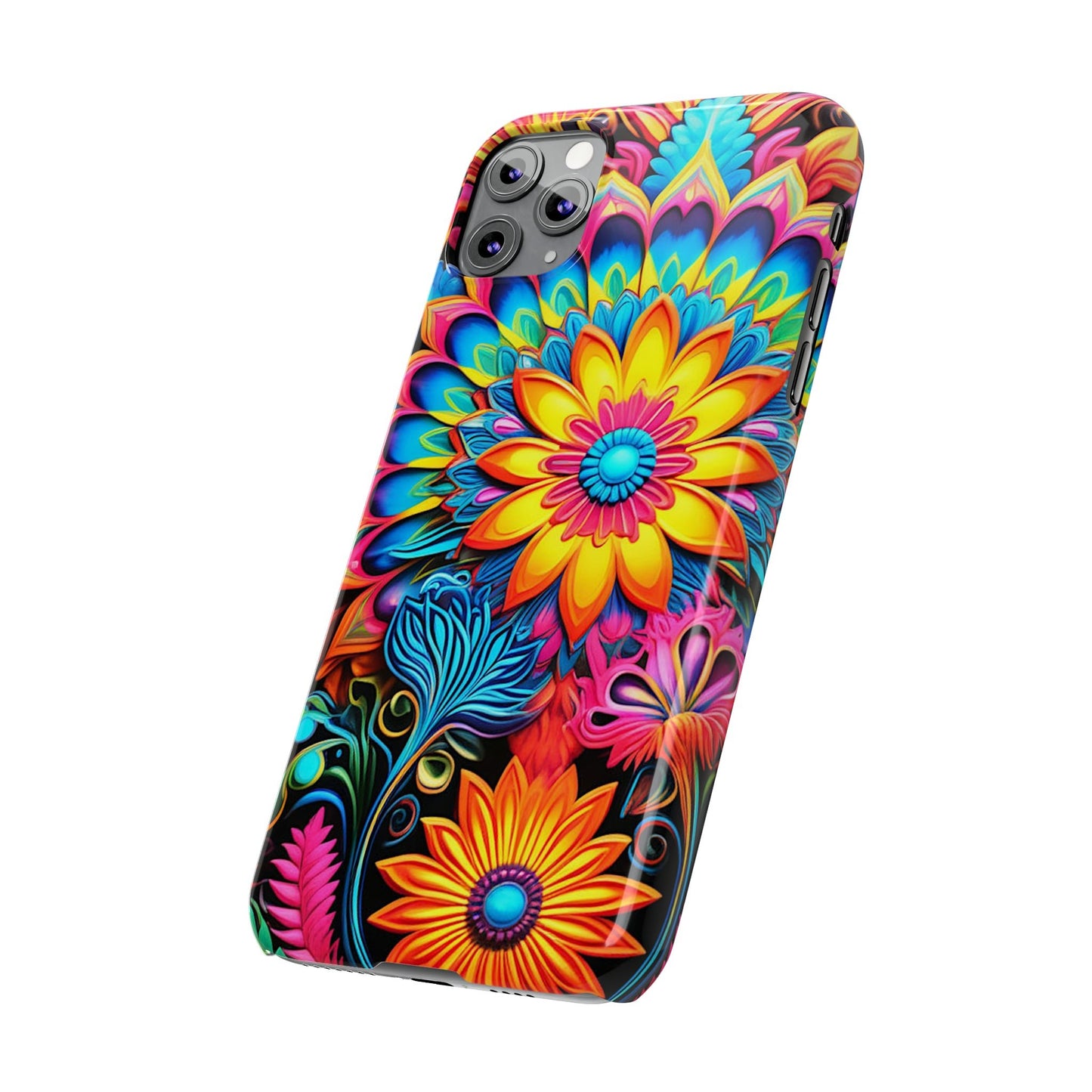 Rainbow Flower Pattern Slim Phone Case - Colorwink