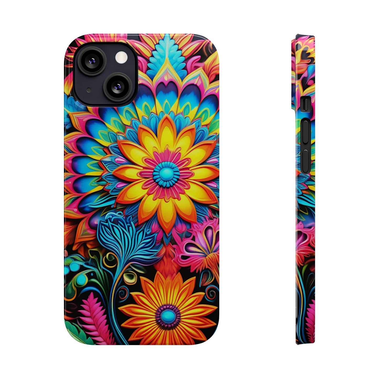 Rainbow Flower Pattern Slim Phone Case - Colorwink