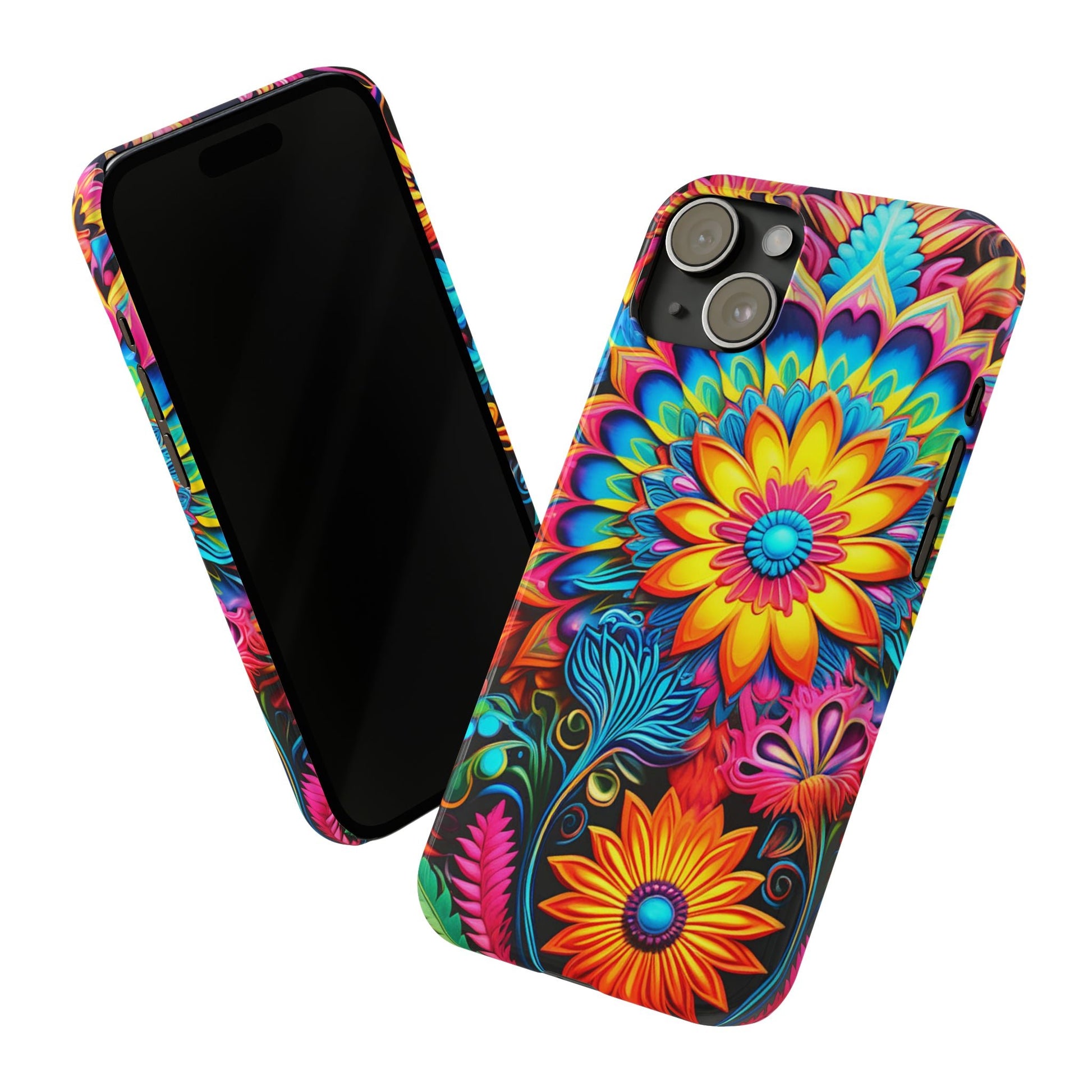 Rainbow Flower Pattern Slim Phone Case - Colorwink