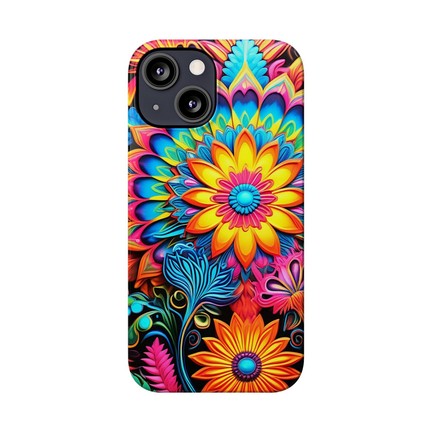 Rainbow Flower Pattern Slim Phone Case - Colorwink