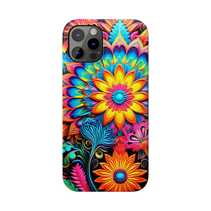 Rainbow Flower Pattern Slim Phone Case - Colorwink