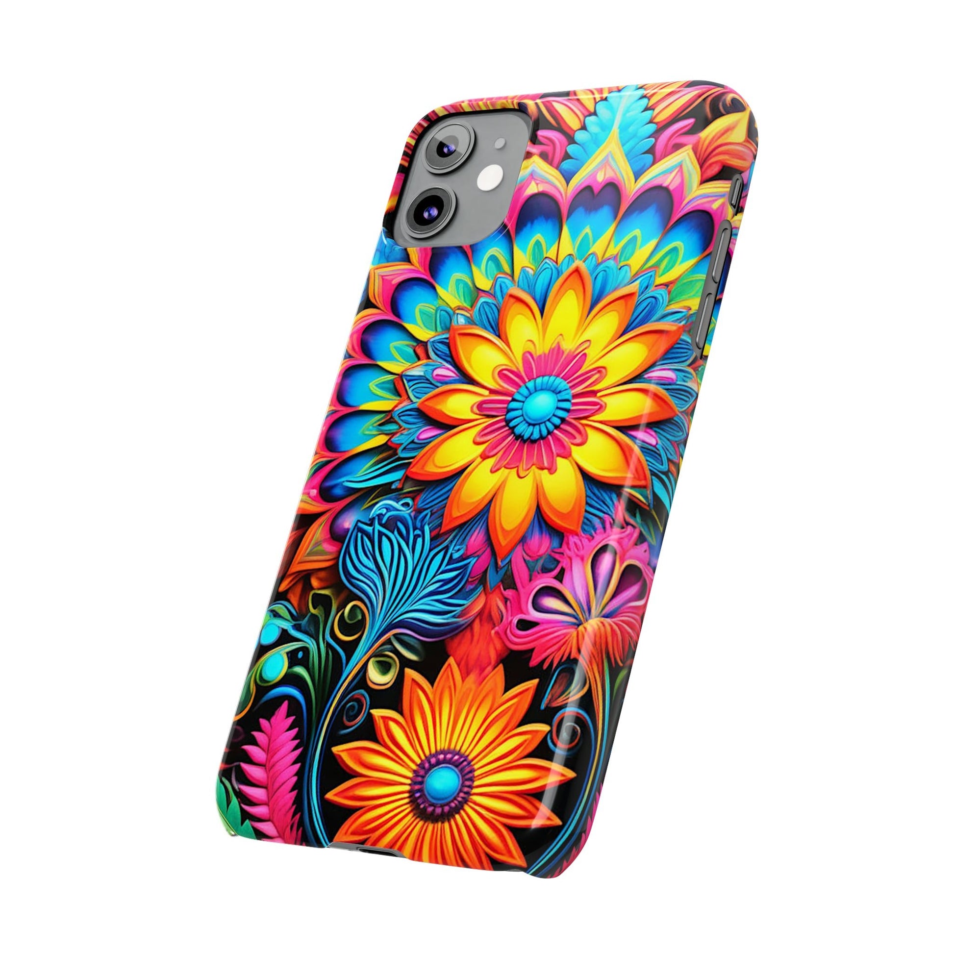 Rainbow Flower Pattern Slim Phone Case - Colorwink