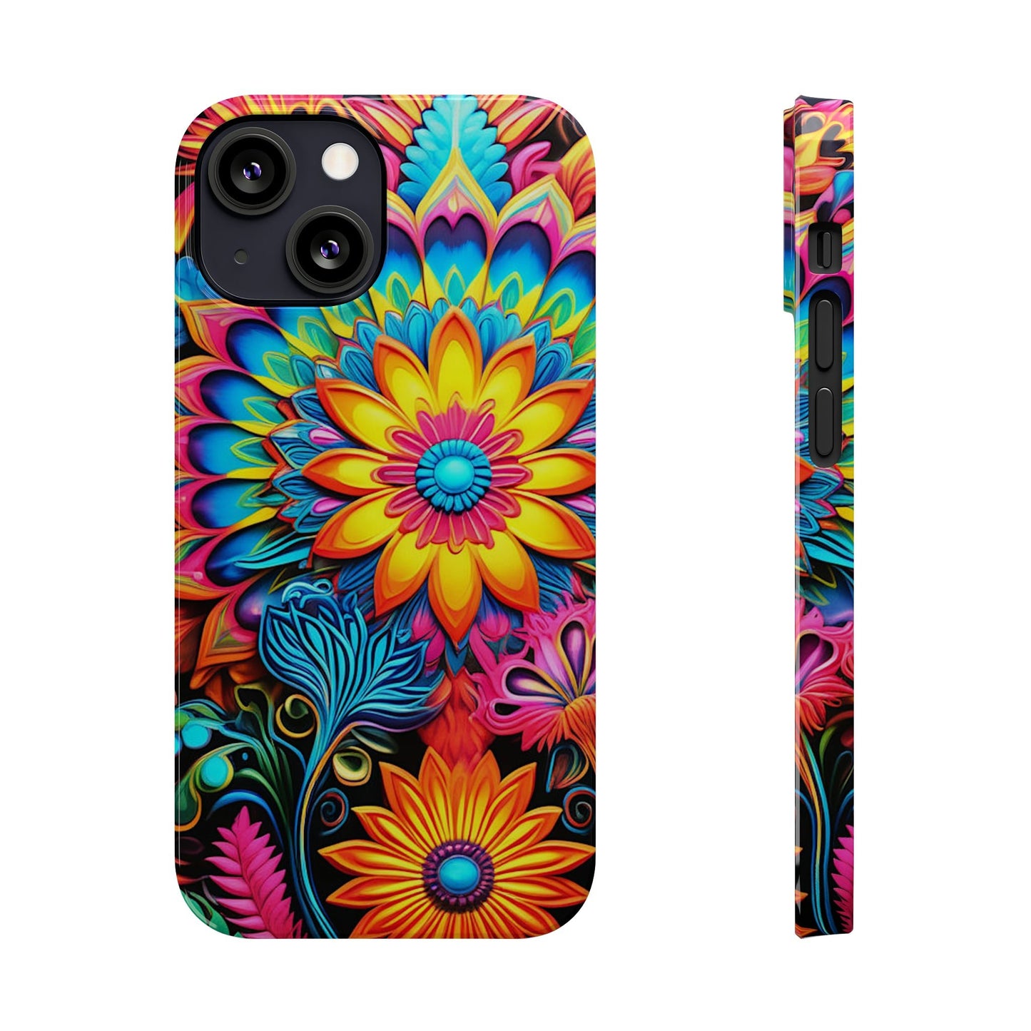 Rainbow Flower Pattern Slim Phone Case - Colorwink