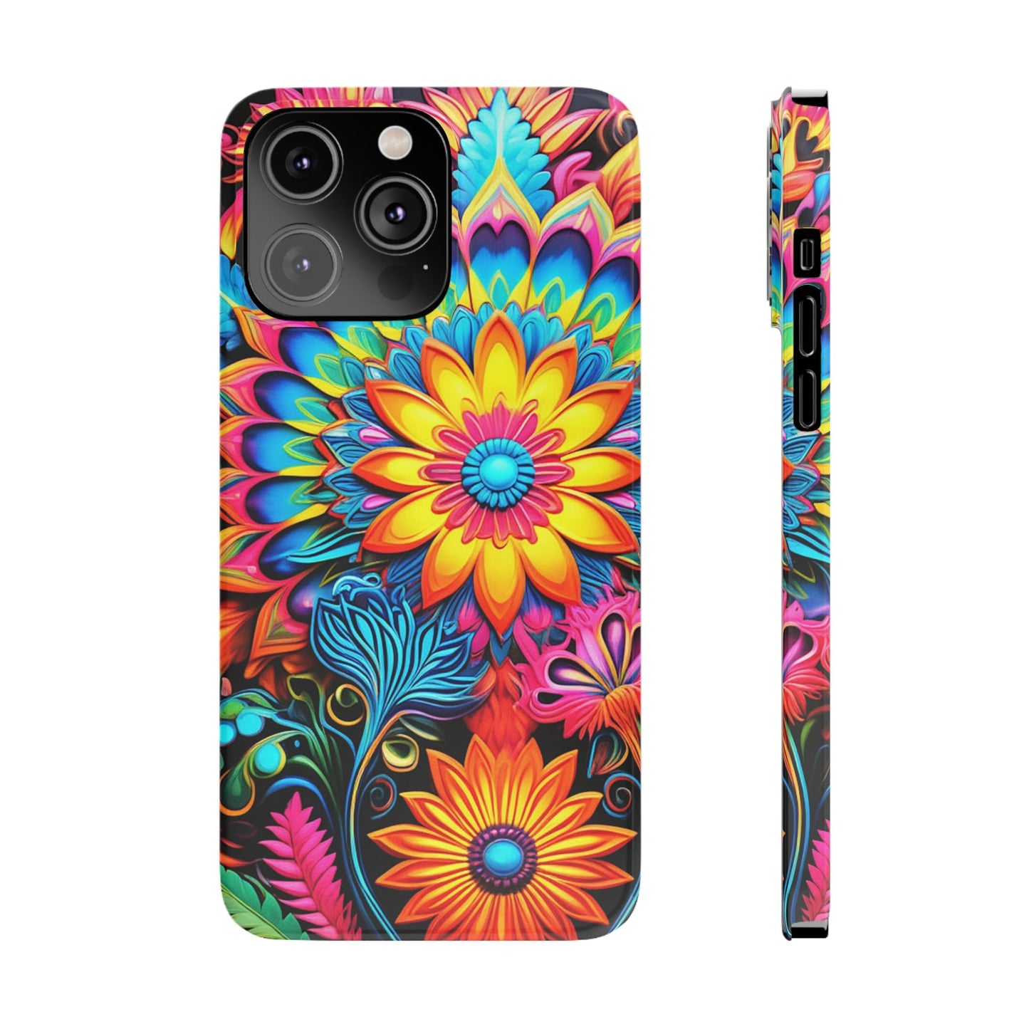 Rainbow Flower Pattern Slim Phone Case - Colorwink