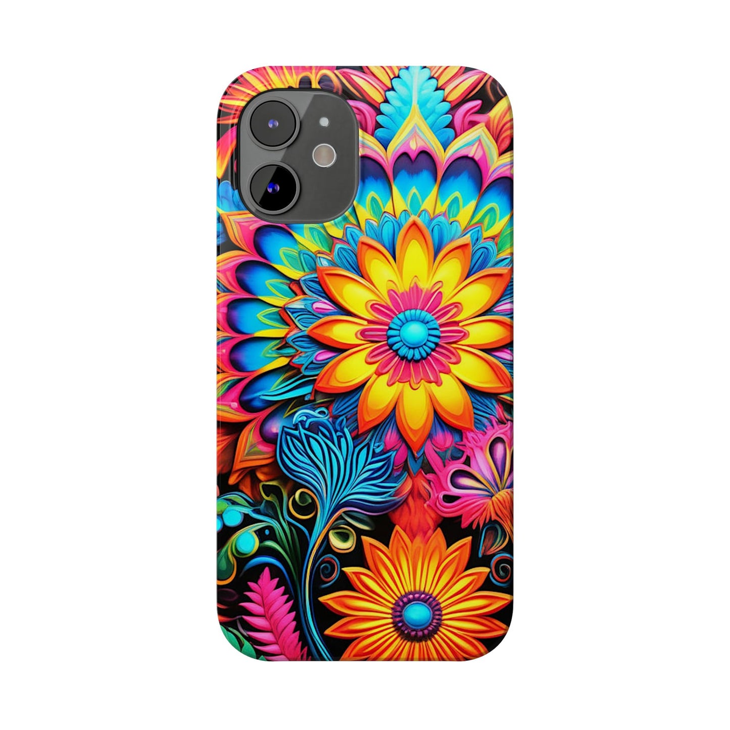 Rainbow Flower Pattern Slim Phone Case - Colorwink