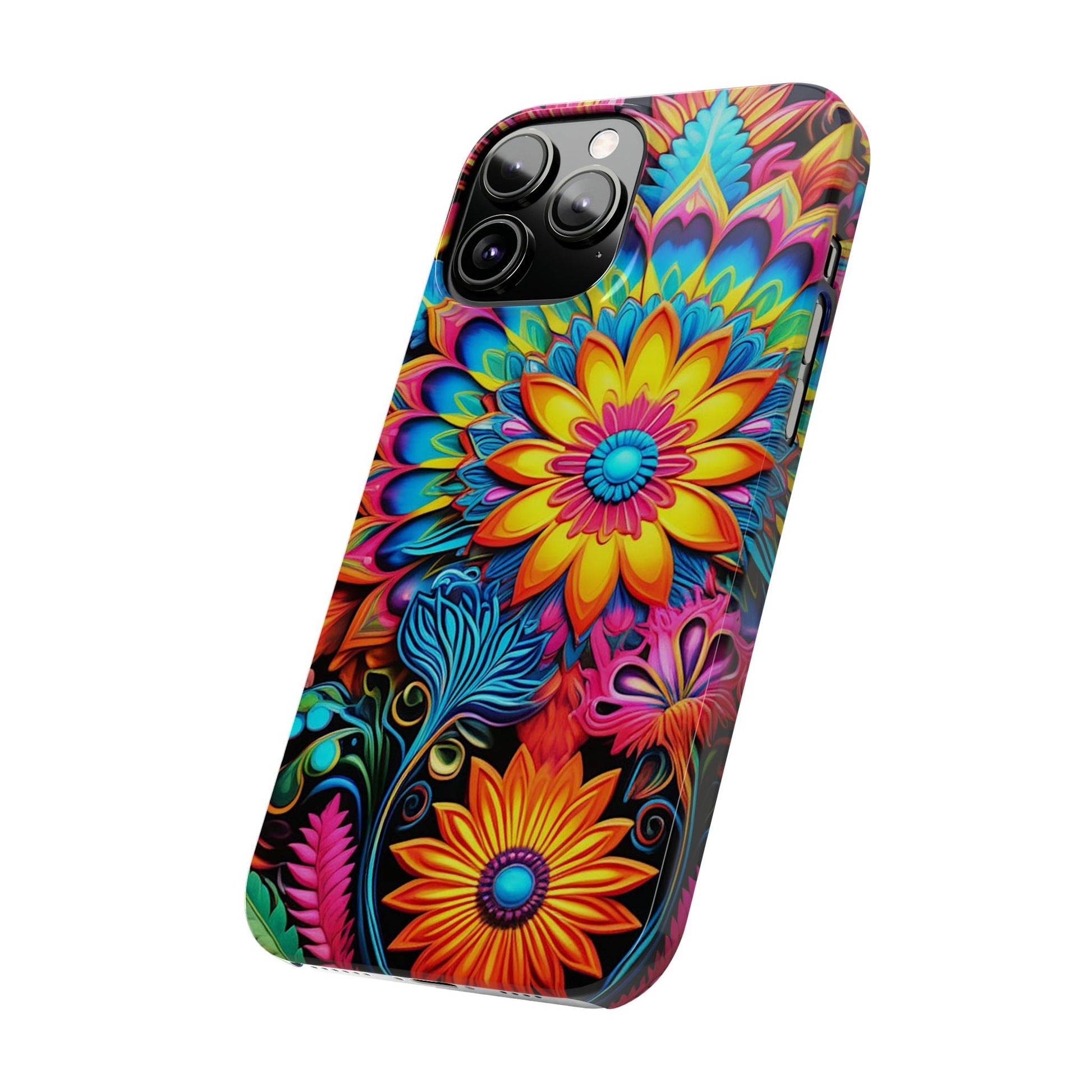 Rainbow Flower Pattern Slim Phone Case - Colorwink