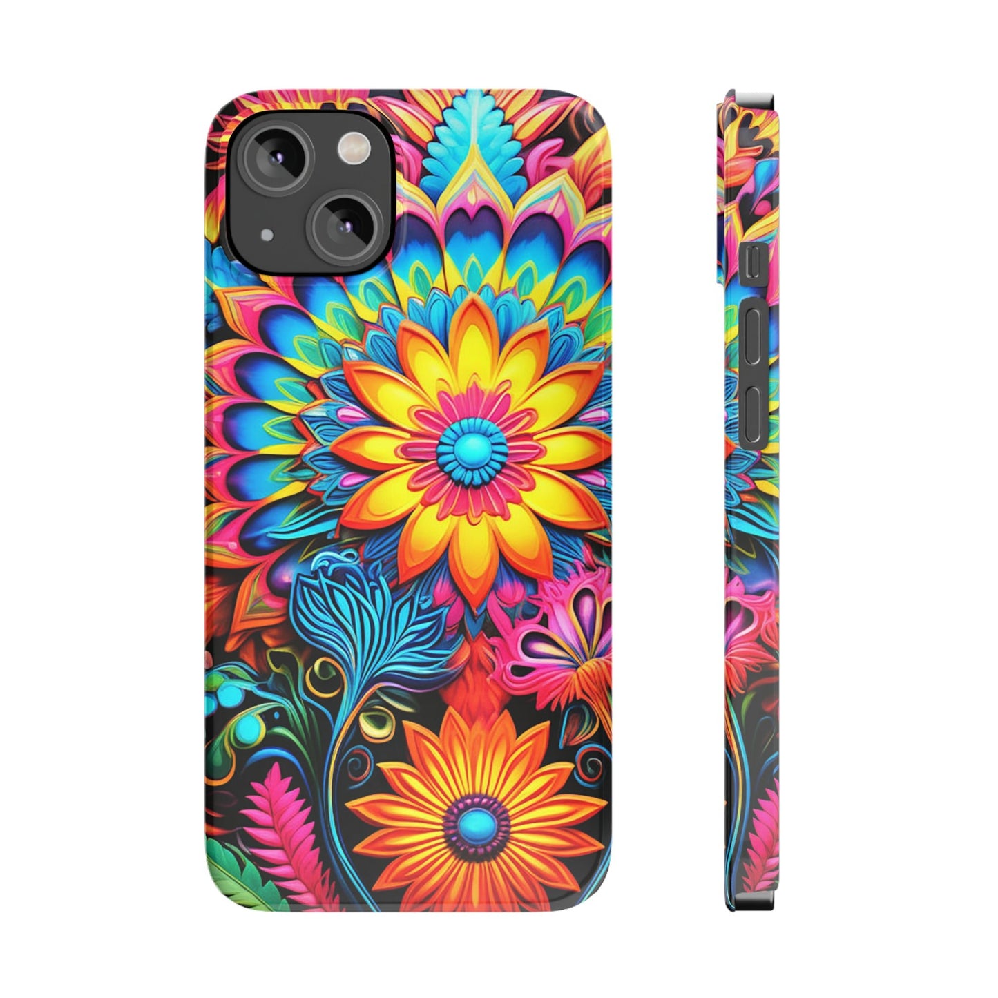 Rainbow Flower Pattern Slim Phone Case - Colorwink