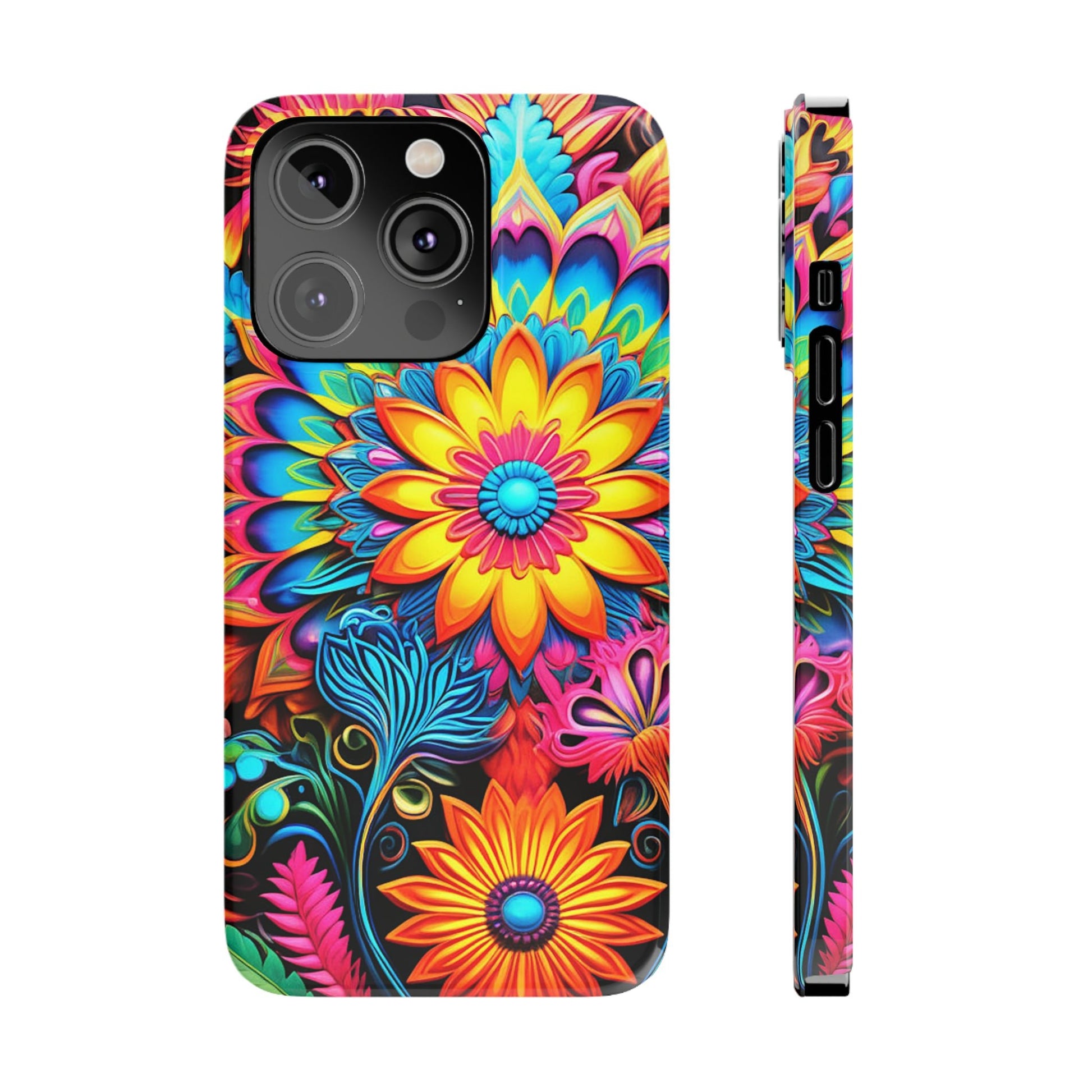 Rainbow Flower Pattern Slim Phone Case - Colorwink