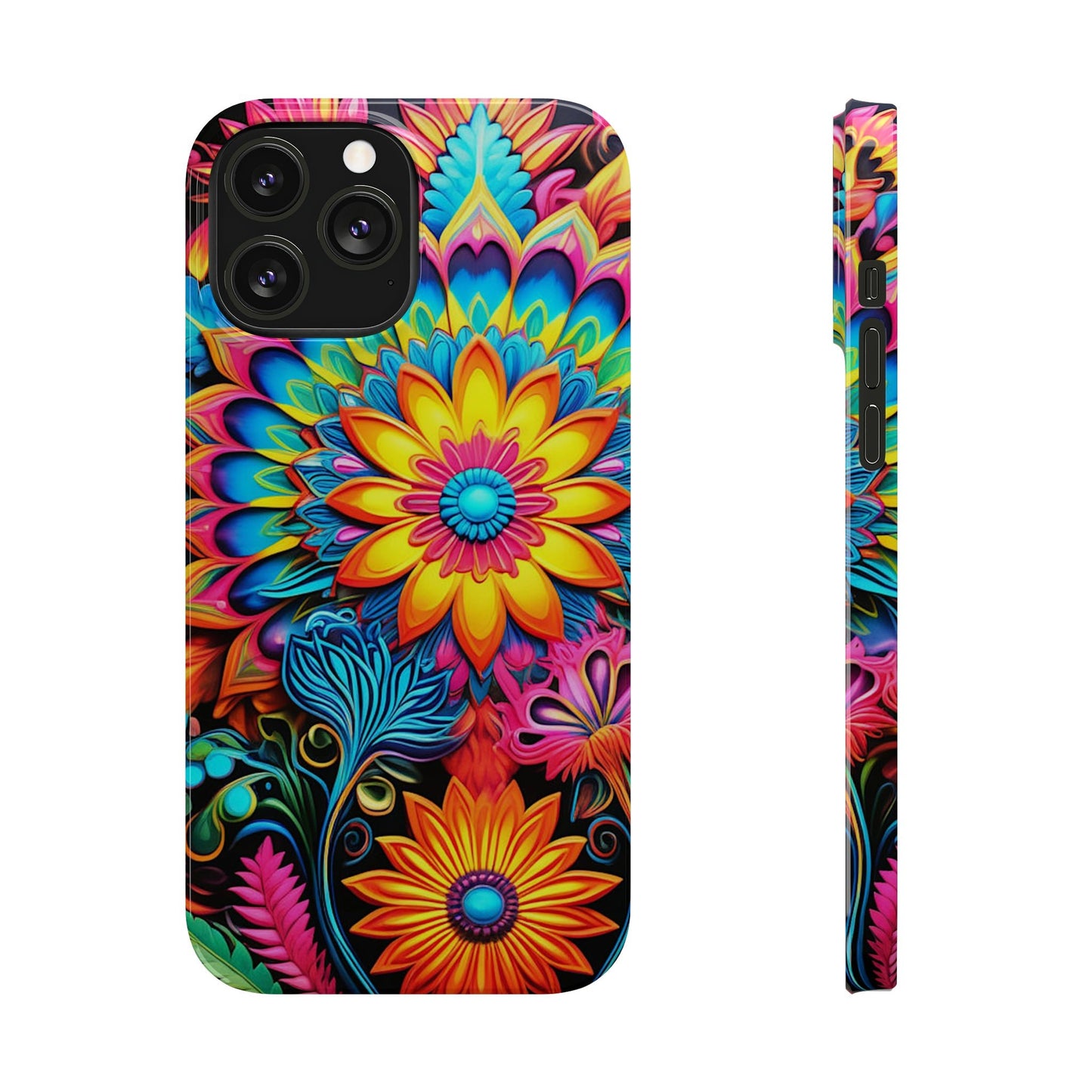 Rainbow Flower Pattern Slim Phone Case - Colorwink