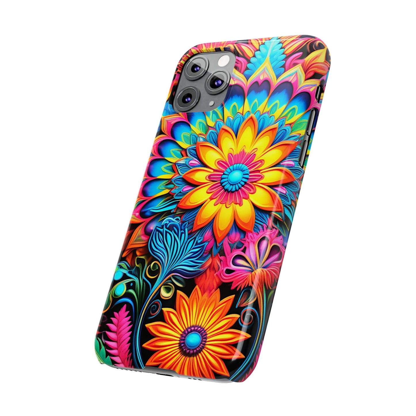 Rainbow Flower Pattern Slim Phone Case - Colorwink