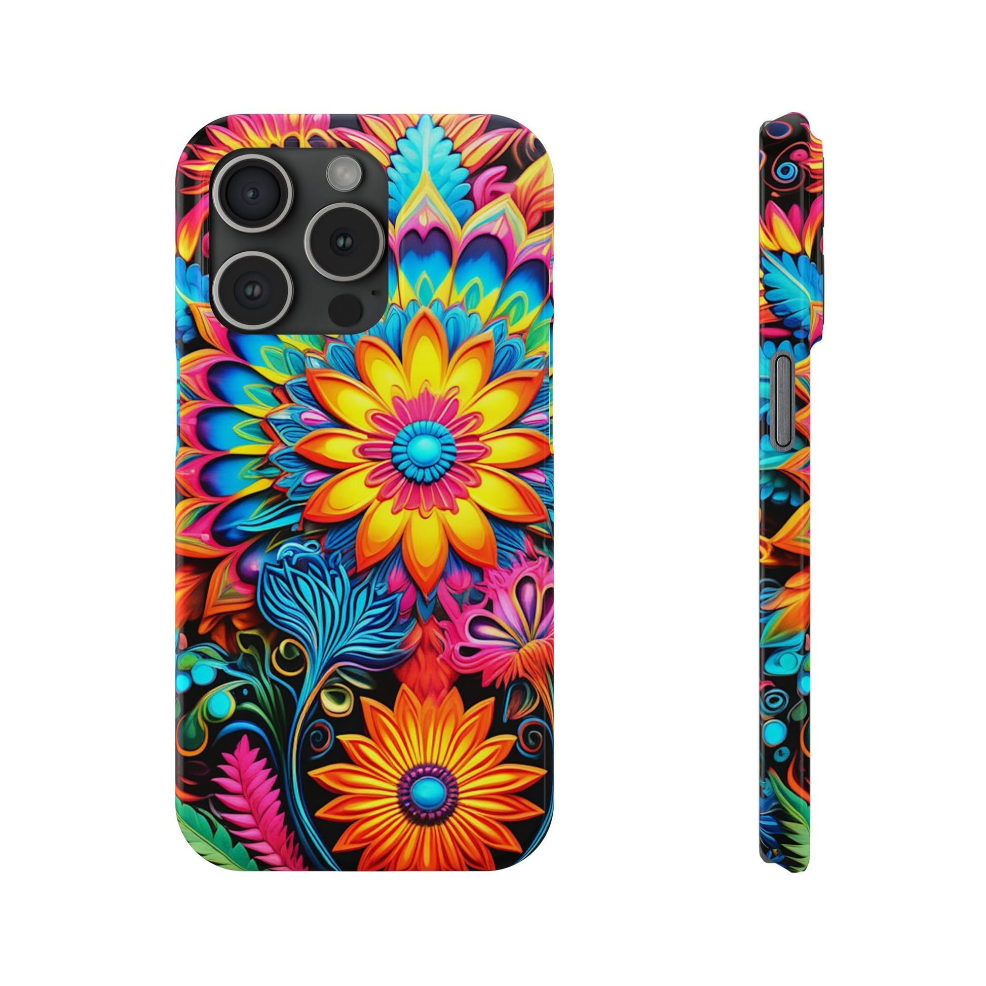 Rainbow Flower Pattern Slim Phone Case - Colorwink