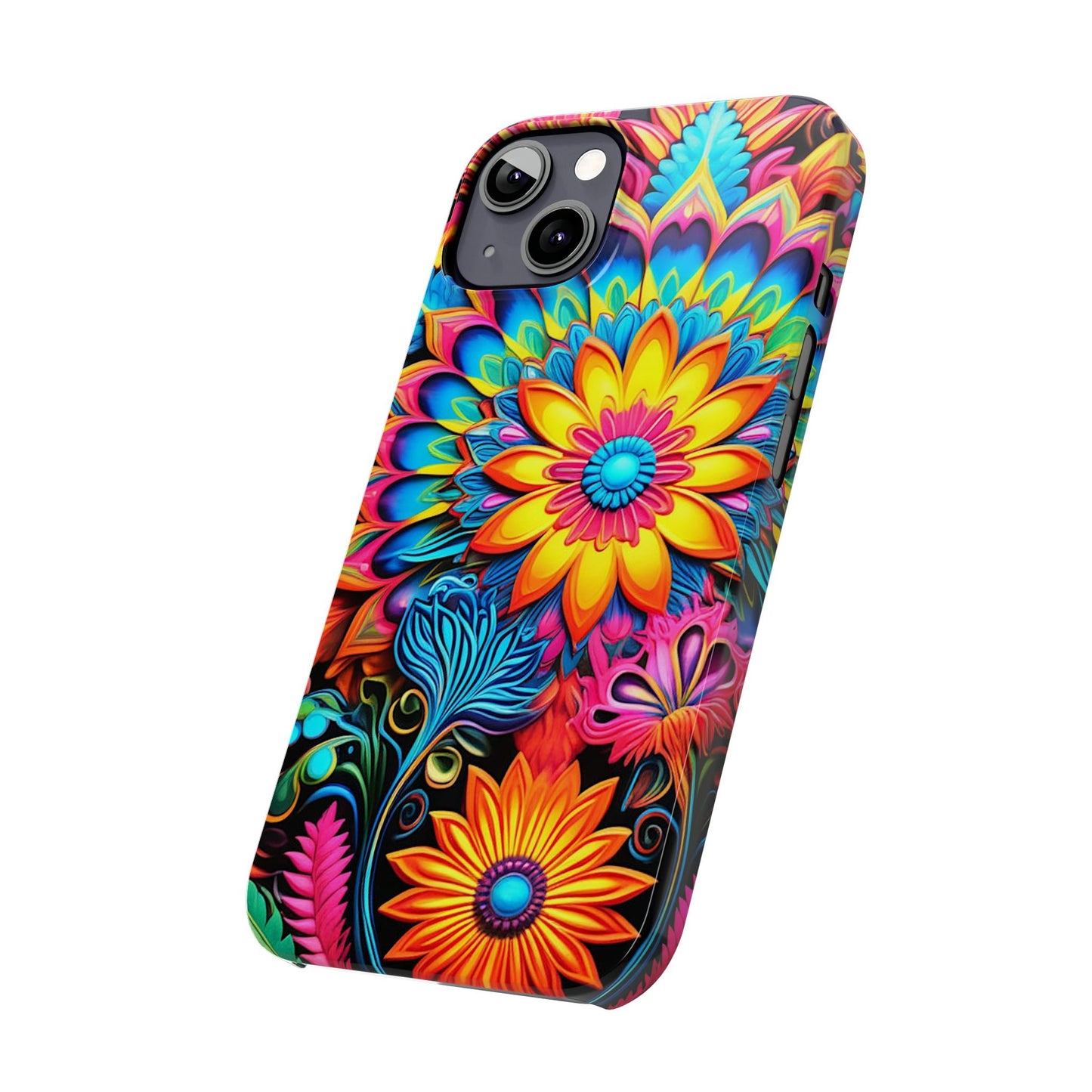 Rainbow Flower Pattern Slim Phone Case - Colorwink