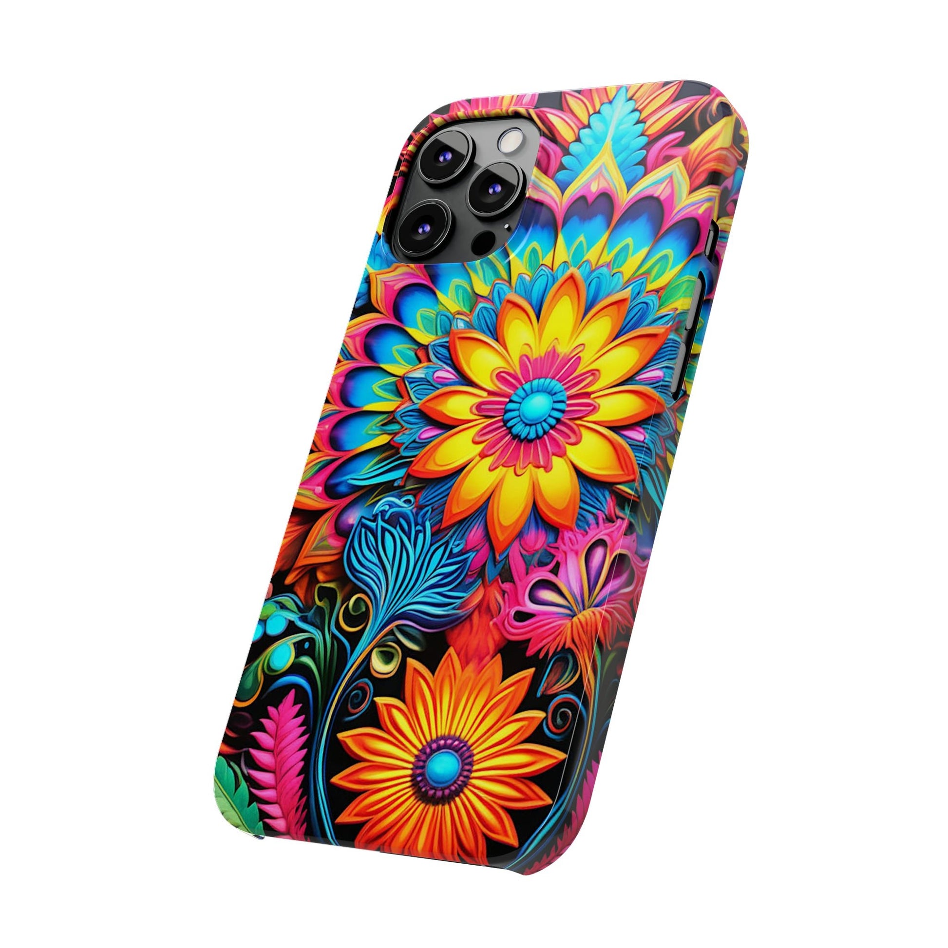 Rainbow Flower Pattern Slim Phone Case - Colorwink