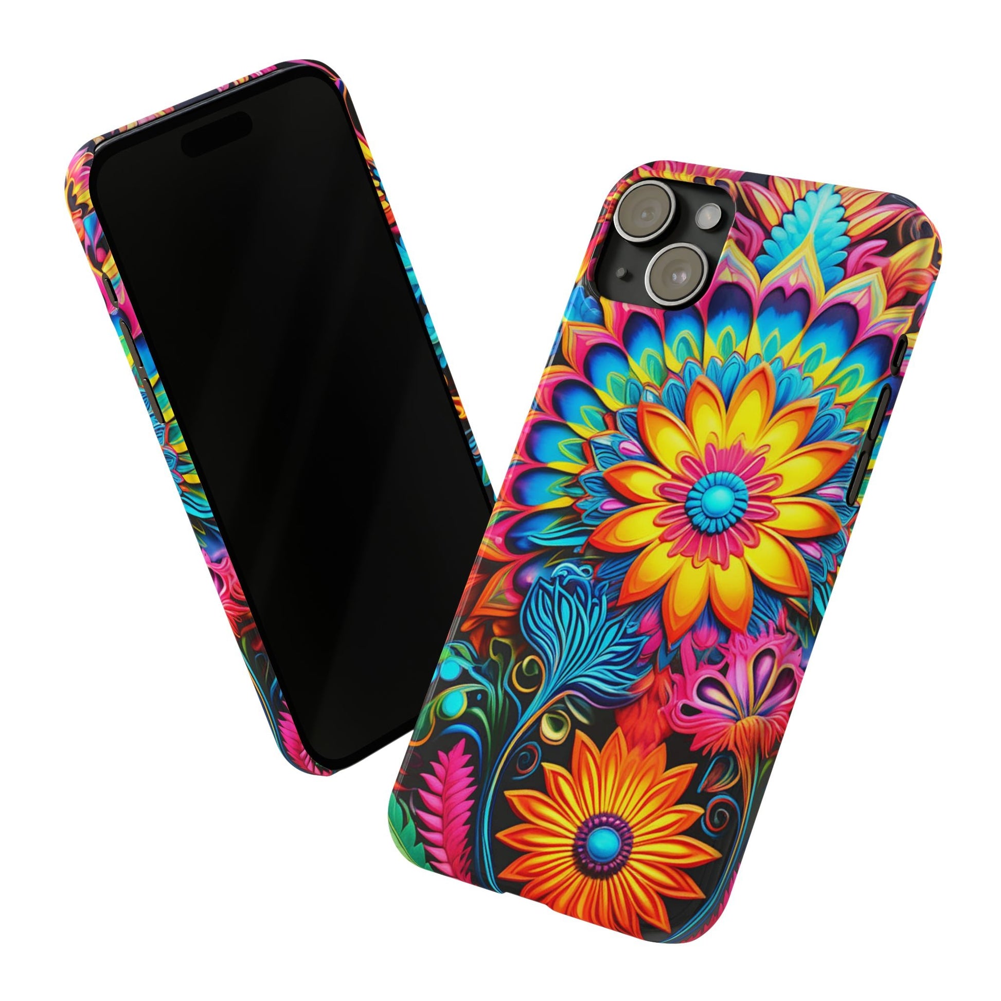 Rainbow Flower Pattern Slim Phone Case - Colorwink