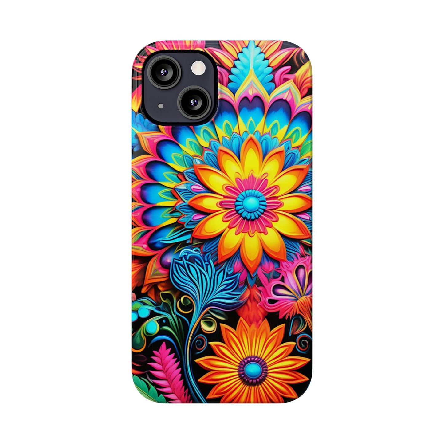 Rainbow Flower Pattern Slim Phone Case - Colorwink