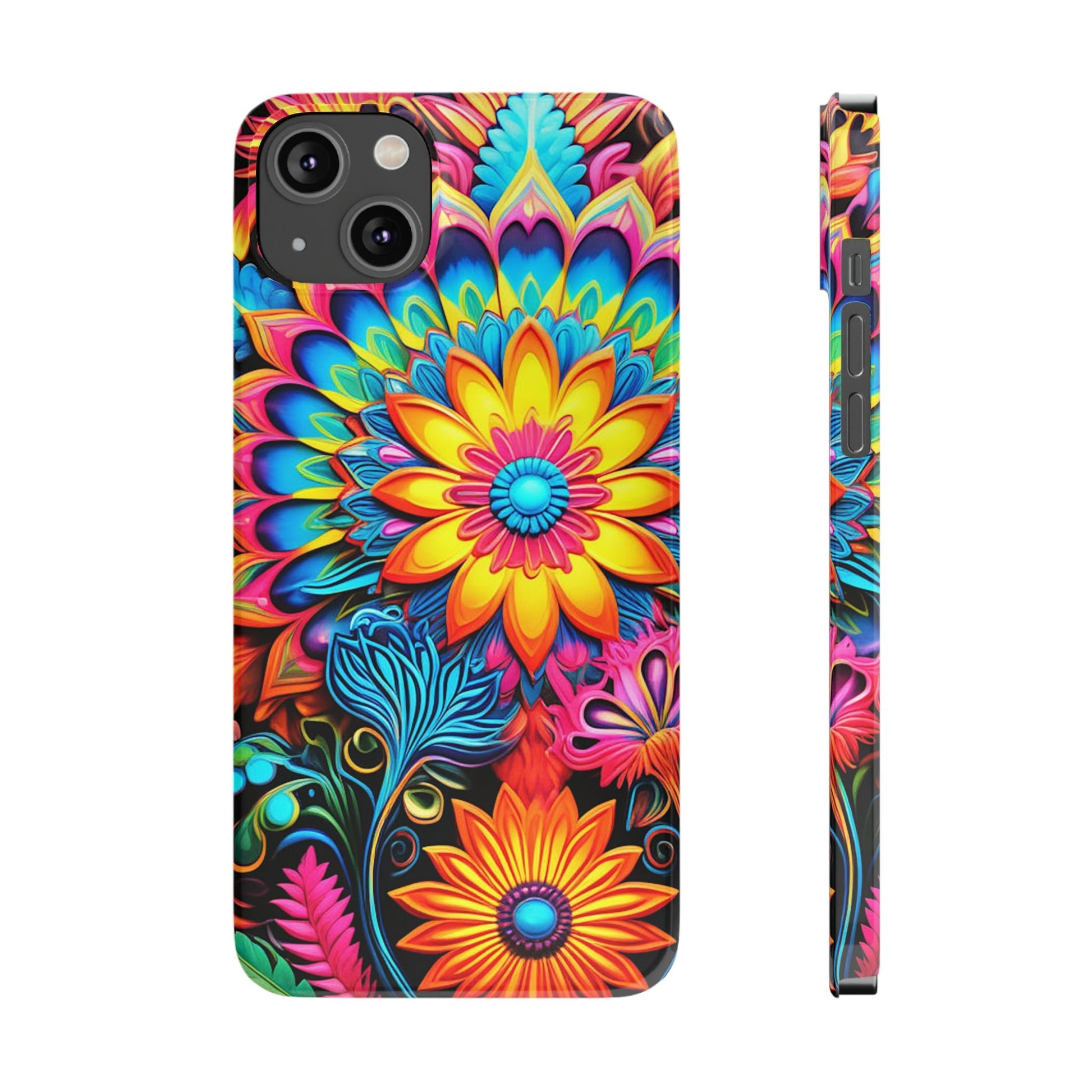 Rainbow Flower Pattern Slim Phone Case - Colorwink