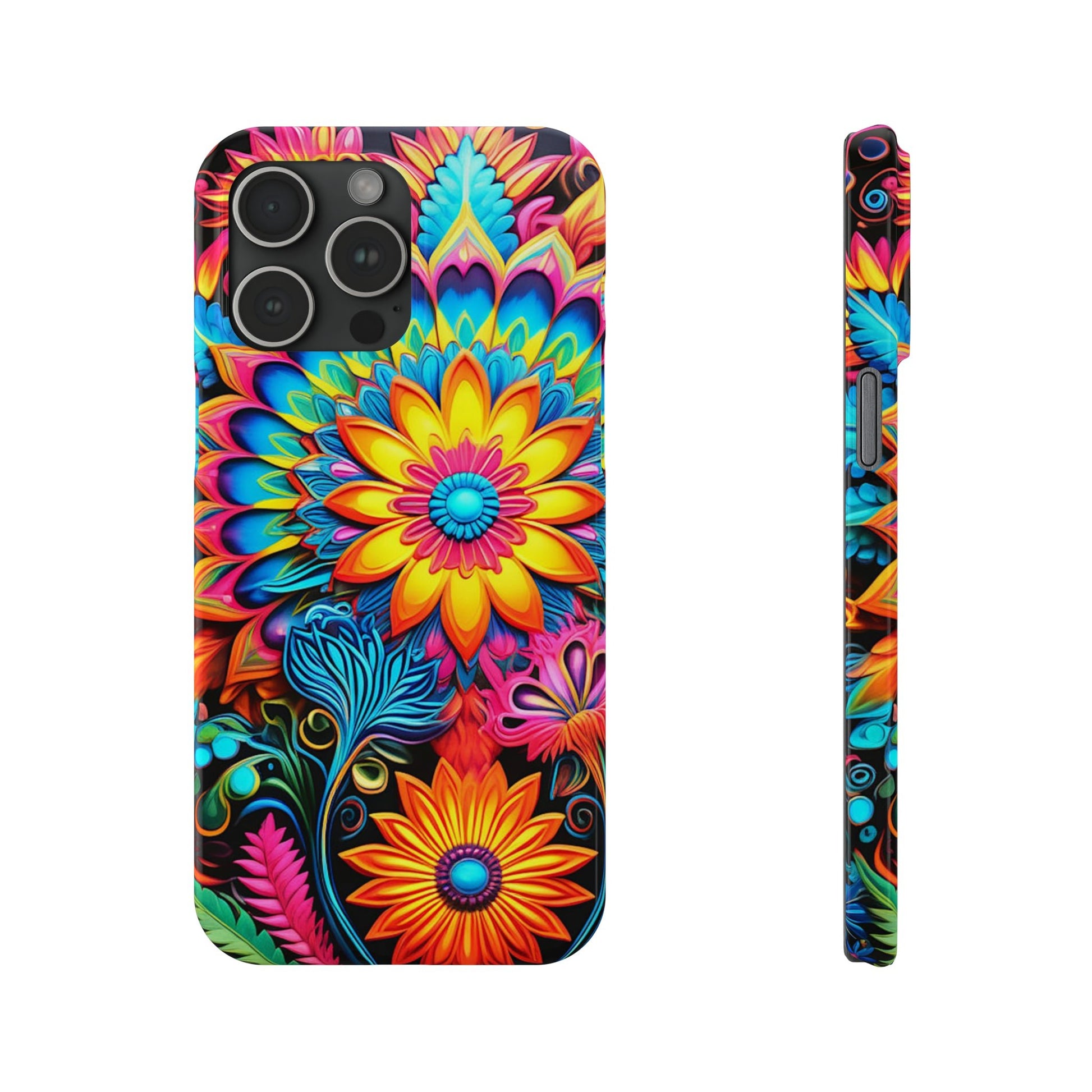 Rainbow Flower Pattern Slim Phone Case - Colorwink