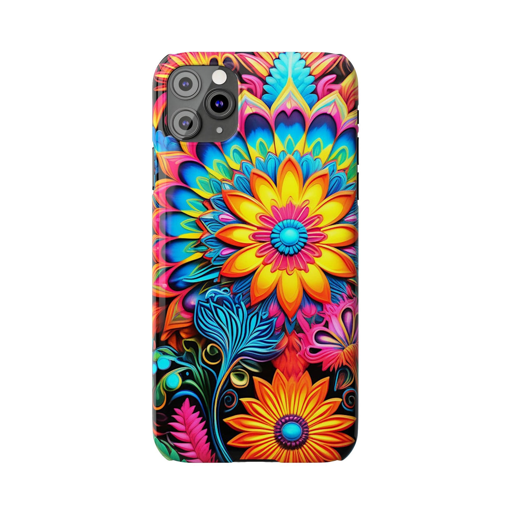 Rainbow Flower Pattern Slim Phone Case - Colorwink