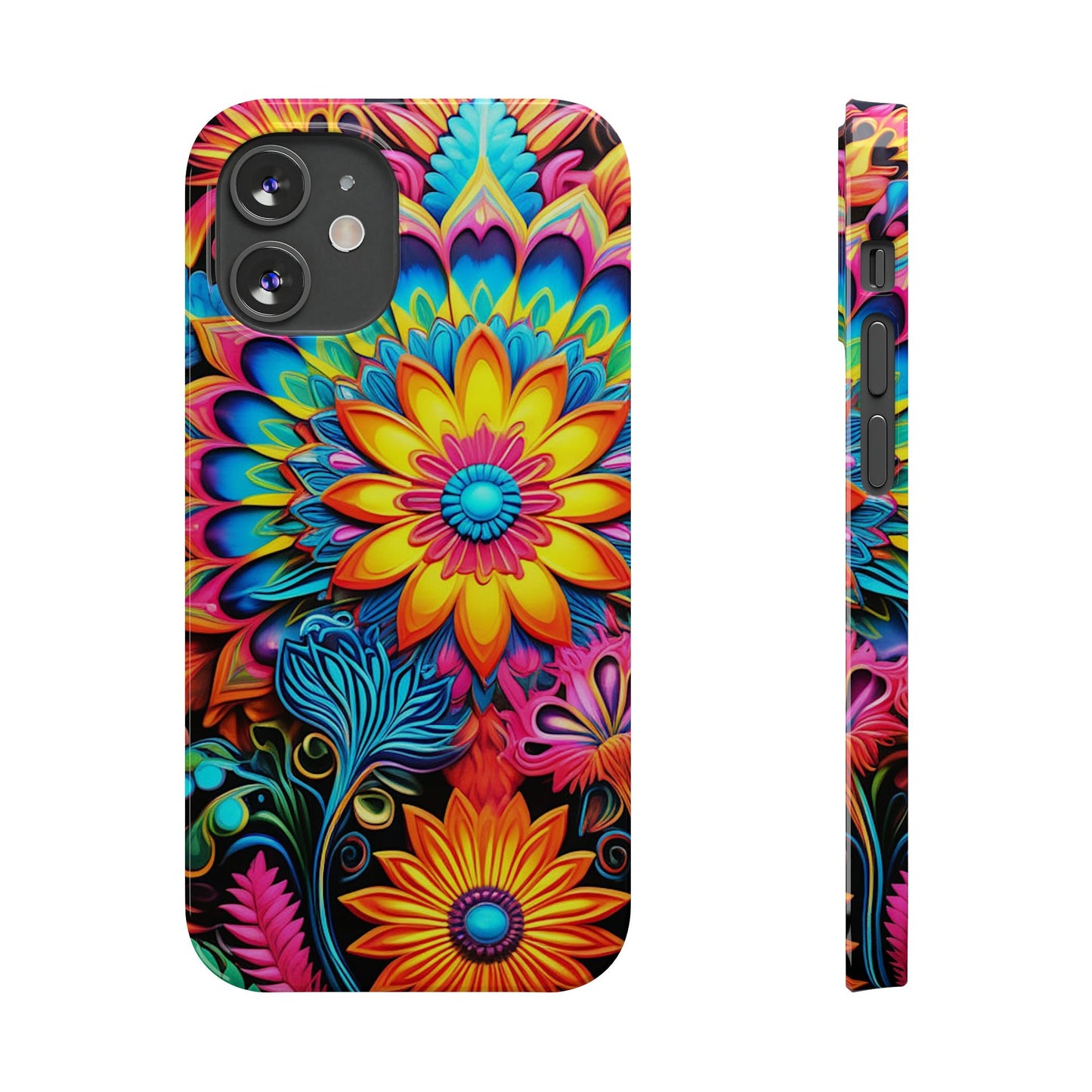 Rainbow Flower Pattern Slim Phone Case - Colorwink