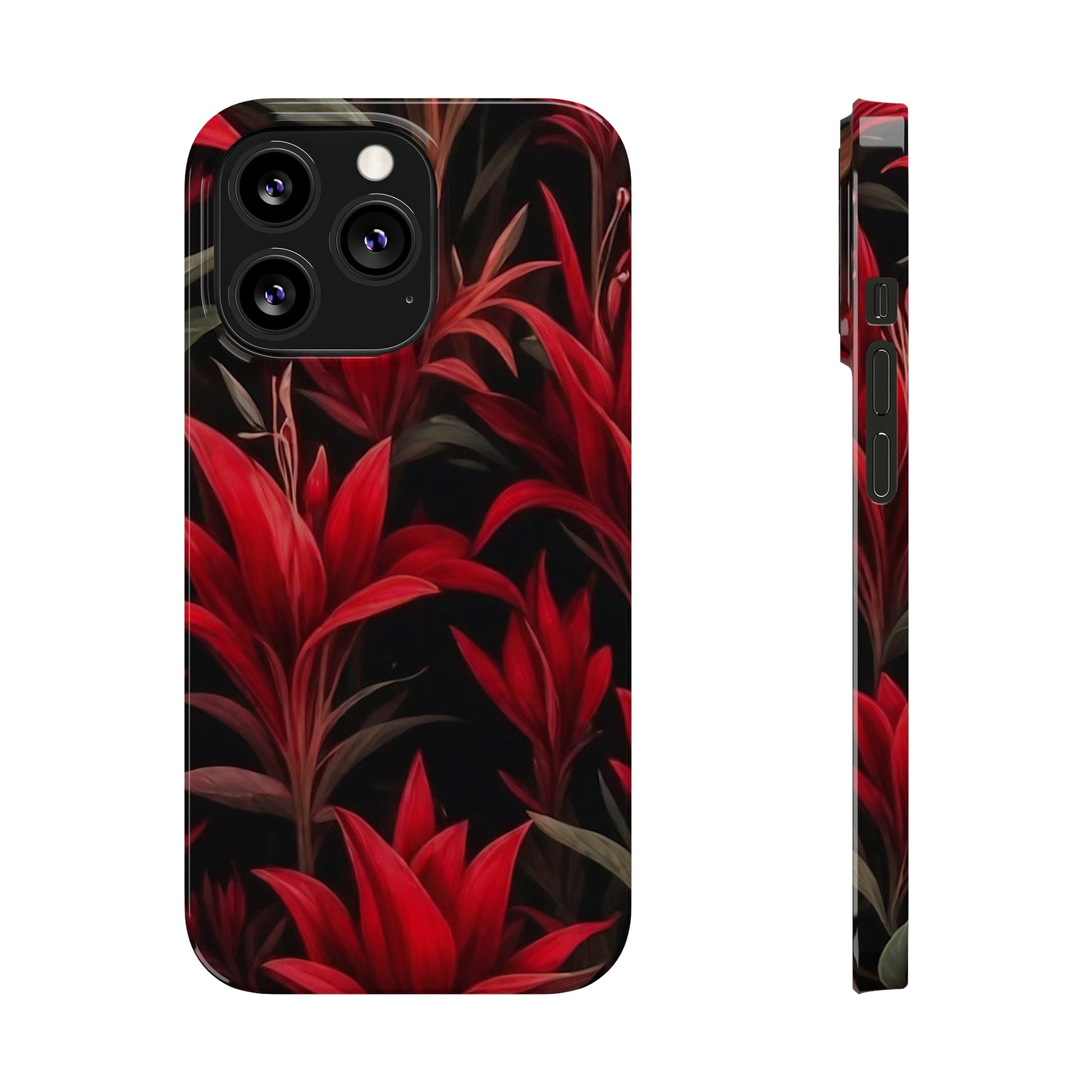 Red Flower Pattern Slim Phone Case - Colorwink