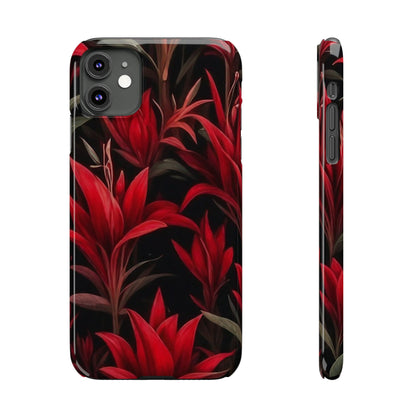 Red Flower Pattern Slim Phone Case - Colorwink