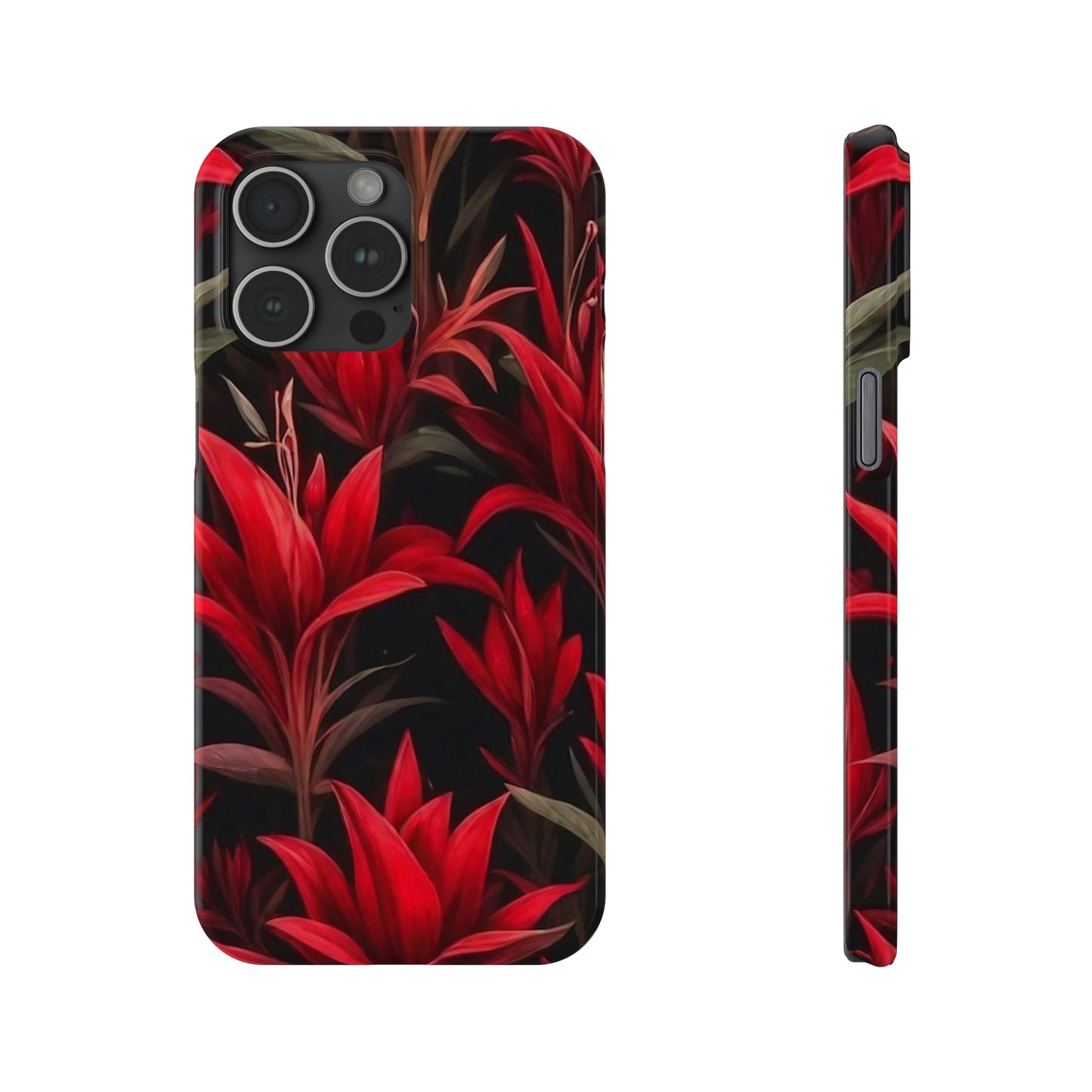 Red Flower Pattern Slim Phone Case - Colorwink