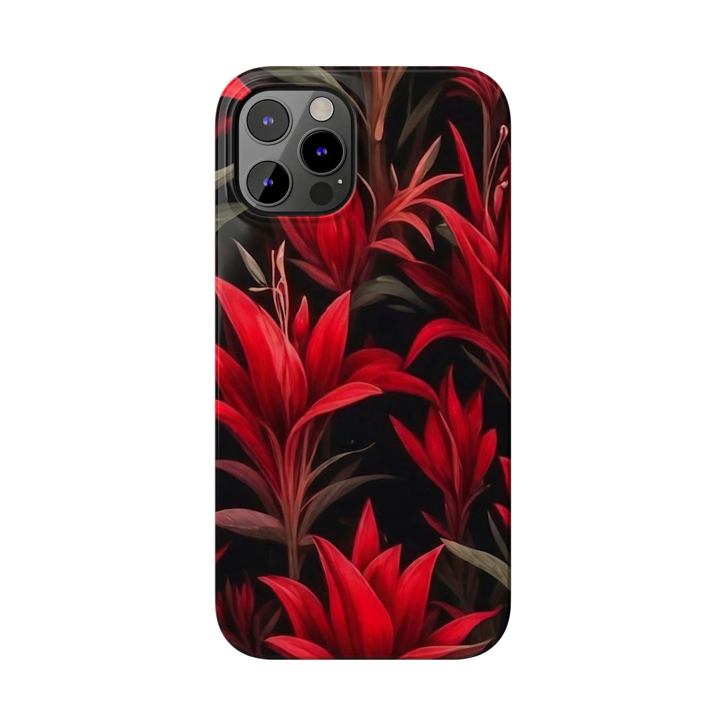 Red Flower Pattern Slim Phone Case - Colorwink